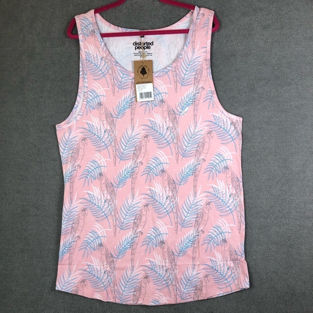Distorted people parrot sleeveless tank top mauve gray size XXL